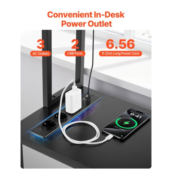 VEVOR Gaming Tisch L Form 1,2 m, Eck-Computertisch mit Monitorständer, Steckdosen, Verschiebbarem CPU-Ständer & Ablage, Eckschreibtisch 68 kg Tragfähigkeit, Gamertisch für Homeoffice – Bild 4