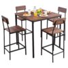 VEVOR Bartisch-Set (5-tlg.) mit 4 Barstühlen & abgerundeten Kanten, quadratischer Kneipentisch Stehtisch (90 x 90 x 91 cm), Bistrotisch Esstisch, geeignet für Büro Minibar Wohnzimmer Esszimmer