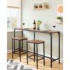 VEVOR Bartisch mit abgerundeten Kanten & ausziehbarem horizontalem Design, rechteckiger Kneipentisch Stehtisch (1600 x 398 x 915 mm), Bistrotisch Esstisch Hellbraun, Schwarz, geeignet für Minibar – Bild 2