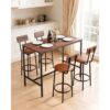 VEVOR Bartisch-Set (5-tlg.) mit 4 Barstühlen & abgerundeten Kanten, rechteckiger Kneipentisch Stehtisch (1200 x 600 x 915 mm), Bistrotisch Esstisch, geeignet für Büro Minibar Esszimmer Wohnzimmer – Bild 2