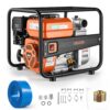 VEVOR Wasserpumpe Benzin 158 GPM, 2 Zoll Schmutzwasserpumpe 7 PS Motorpumpe Tragbar mit 7,62 m Förderschlauch & Gusseisenlaufrad Wasserförderpumpe für Bewässerung Entwässerung Baustellen Teiche