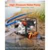 VEVOR Wasserpumpe Benzin 158 GPM, 2 Zoll Schmutzwasserpumpe 7 PS Motorpumpe Tragbar mit 7,62 m Förderschlauch & Gusseisenlaufrad Wasserförderpumpe für Bewässerung Entwässerung Baustellen Teiche – Bild 2