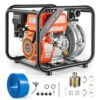 VEVOR Benzin Wasserpumpe 49,9 m Förderhöhe, Schmutzwasserpumpe 6 PS, Tragbare Motorpumpe, Benzinmotor mit 762 cm Auslassschlauch, Gusseisenlaufrad, Gartenpumpe für Bewässerung, Teiche & Pools