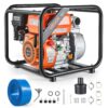 VEVOR Benzin Wasserpumpe 29,87 m Förderhöhe, Schmutzwasserpumpe 7 PS, Tragbare Motorpumpe, Benzinmotor mit 762 cm Auslassschlauch, Gusseisenlaufrad, Gartenpumpe für Bewässerung, Teiche & Pools