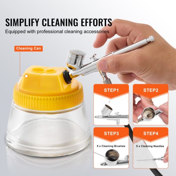 VEVOR Airbrush-Set, Luftkompressor mit Doppellüfter, professionelles Airbrush-System-Set mit 3 Airbrushes, Halter, Farbmischrad, Reinigungsbürsten-Set, Airbrush-Set für Kunst, Nägel, Kekse, Make-up, K – Bild 5