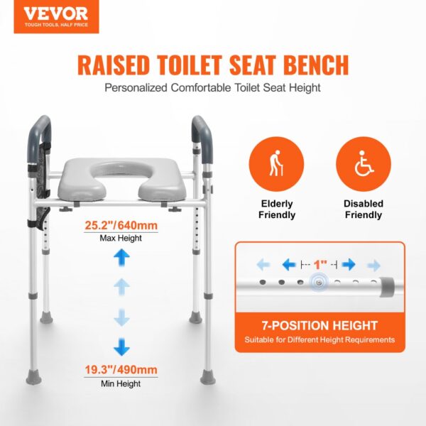 VEVOR Toilettensitzerhöhung 49-64 cm 158,76kg Universal-Toilettenerhöhung für Senioren – Bild 2