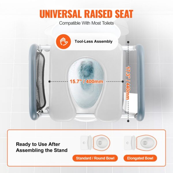 VEVOR Toilettensitzerhöhung 49-64 cm 158,76kg Universal-Toilettenerhöhung für Senioren – Bild 4