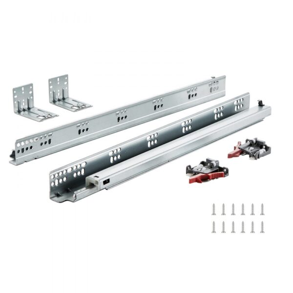VEVOR 10 Paar 533,4-mm-Schubladenschienen für die seitliche Montage an der Unterseite, vollständig kugelgelagerte Verlängerungsschiene aus Stahl, Schrankschienen mit Verriegelungsmechanismus 100 Pfund