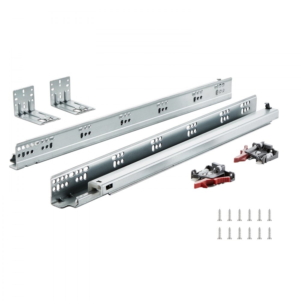VEVOR 10 Paar 533,4-mm-Schubladenschienen für die seitliche Montage an der Unterseite, vollständig kugelgelagerte Verlängerungsschiene aus Stahl, Schrankschienen mit Verriegelungsmechanismus 100 Pfund