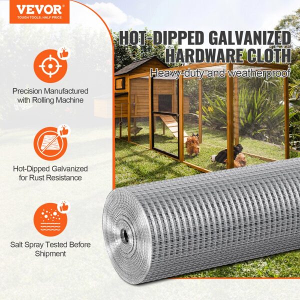 VEVOR Drahtgeflecht, 915 mm x 15,24 m, Volierendraht, 19 Gauge, feuerverzinkte Maschendrahtrolle, Maschendrahtzaun, Maschendraht für Kaninchenkäfige, Garten, kleine Nagetiere – Bild 2