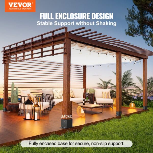 VEVOR 4er-Set Aufschraubhülse 214 x 146 x 140 mm Pfostenträger aus Kohlenstoffstahl mit Sprühbeschichtung Installation auf Beton-oder Holzböden Pfostenschuh Pfosten Ideal für Pergolen Verandageländern – Bild 2 VEVOR 4er-Set Aufschraubhülse 214 x 146 x 140 mm Pfostenträger aus Kohlenstoffstahl mit Sprühbeschichtung Installation auf Beton-oder Holzböden Pfostenschuh Pfosten Ideal für Pergolen Verandageländern – Bild 2