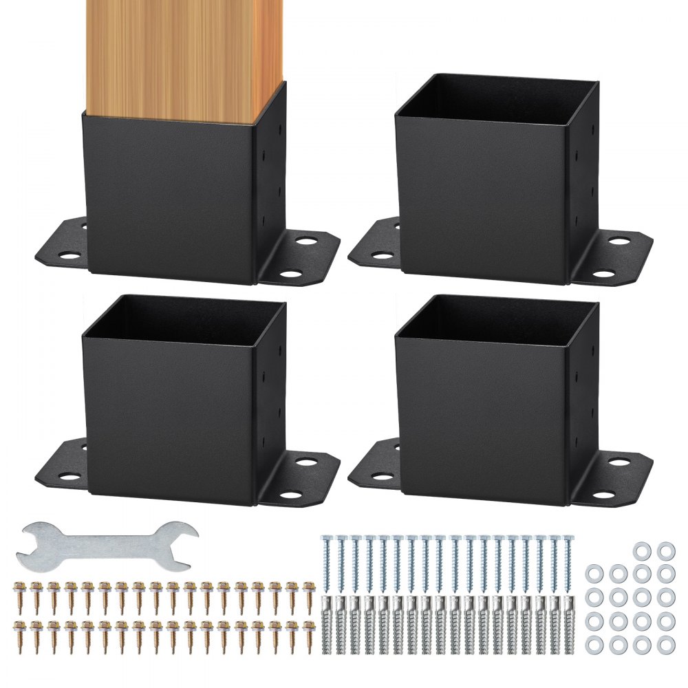 VEVOR 4er-Set Aufschraubhülse 214 x 146 x 140 mm Pfostenträger aus Kohlenstoffstahl mit Sprühbeschichtung Installation auf Beton-oder Holzböden Pfostenschuh Pfosten Ideal für Pergolen Verandageländern