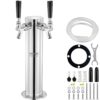 VEVOR Bierzapfturm mit zwei Zapfhähnen, Bierfassturm aus Edelstahl, Kegerator-Turm-Kit mit Vormontierten Schläuchen & Selbstschließenden Zapfhähnen für Partys, Bars, Pubs und Restaurants usw.