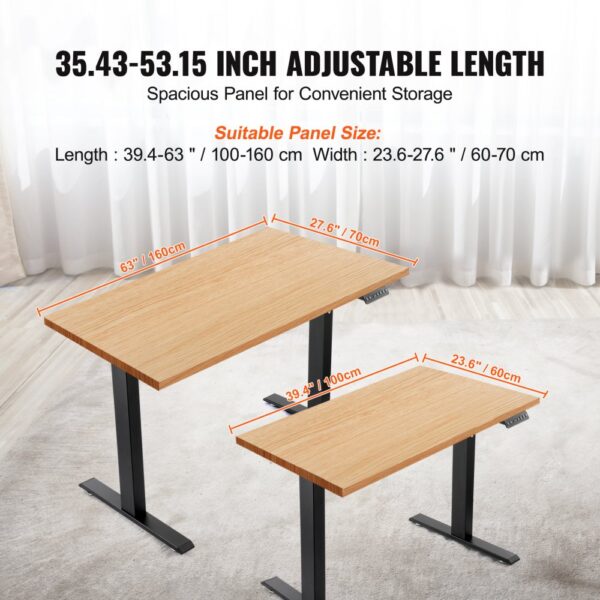 VEVOR Schreibtisch Gestell, verstellbare Höhe 70-117 cm und Länge 90-135 cm, elektrisches Tischgestell, ergonomische DIY-Arbeitsplatzbasis für Zuhause und das Büro (nur schwarzer Rahmen) – Bild 3