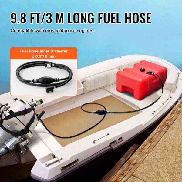 VEVOR Marine-Kraftstofftank, 55 L, tragbarer Bootstank mit Außenbordmotor, Kunststoff-Außenbord-Kraftstofftank für Marineboote mit Schlauch, leicht zu tragen für Yacht, Fischerboot, Deckboot, rot – Bild 3