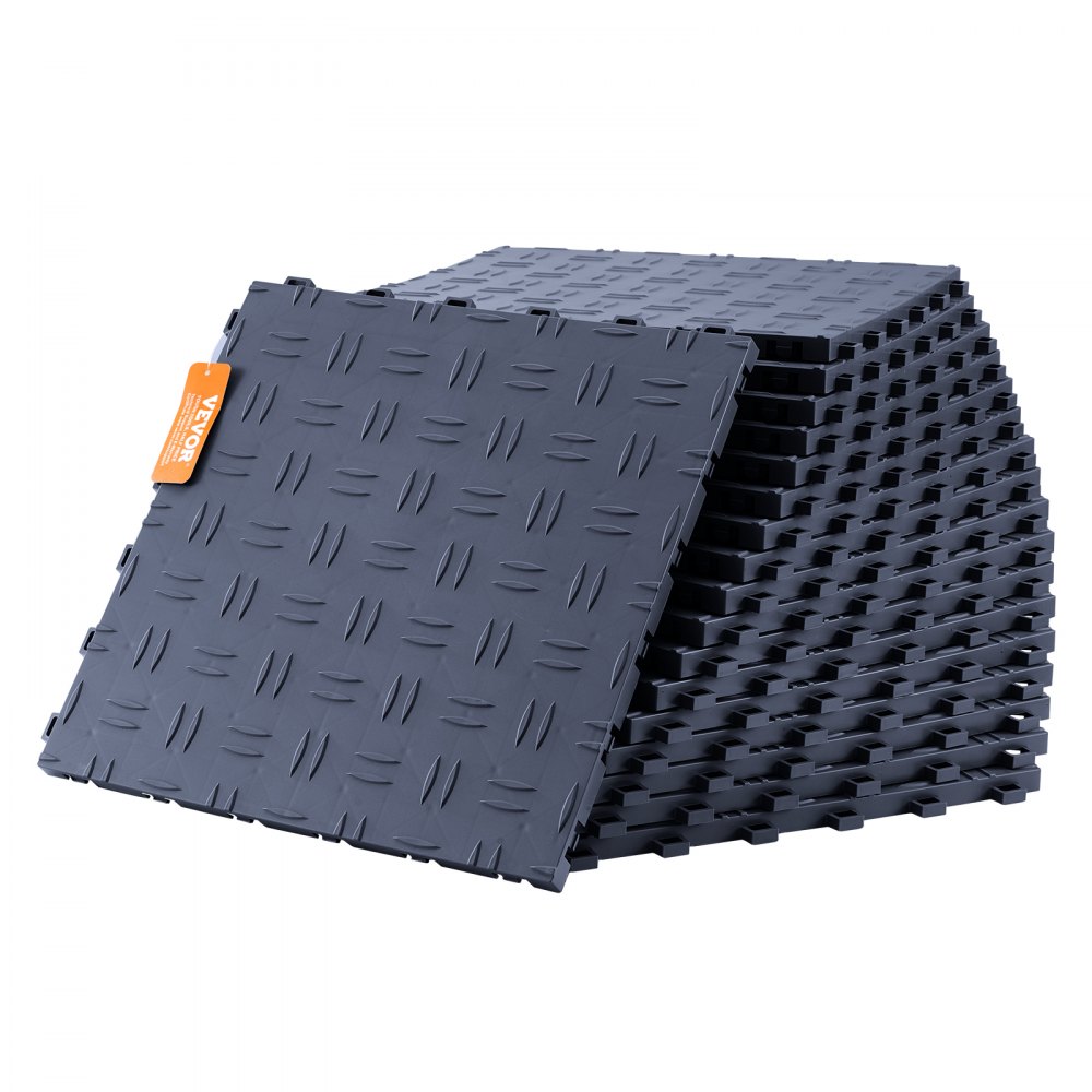 VEVOR Garagen-Bodenbeschläge, 305 x 305 x 13,4 mm, 25er-Set Industrieboden, rutschfeste doppelseitige Struktur-Garagenboden, für Garagen, Keller, Reparaturwerkstätten, Graphitgrau