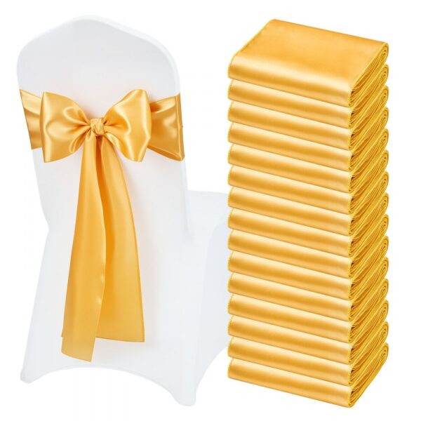 VEVOR Stretch-Stuhlschärpen mit Schleifen aus Spandex, Stuhlhussen & Stretch-Stuhlschärpen, Elastische Stuhlbänder, Passende Stuhldekoration für Hochzeiten, Partys und Feste (50 Stück, Gold) VEVOR Stretch-Stuhlschärpen mit Schleifen aus Spandex, Stuhlhussen & Stretch-Stuhlschärpen, Elastische Stuhlbänder, Passende Stuhldekoration für Hochzeiten, Partys und Feste (50 Stück, Gold)