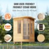 VEVOR Ferninfrarot-Holzsauna, Sauna-Spa für Zuhause, für 2 Personen, Niedrige EMF-Ferninfrarot-Sauna mit gehärteter Glastür & LED-Mehrfarbenlampe & Bluetooth-Lautsprechern, 2 kW für den Innenbereich – Bild 5