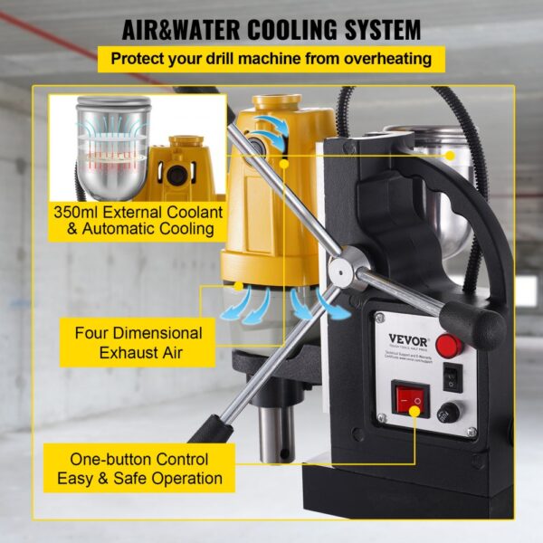 VEVOR 1100 W Magnetbohrmaschine mit 40mm Bohrdurchmesser MD40 Magnetbohrmaschine 12000 N Magnetkraft Magnetbohrsystem 670 U/min mit 6-teiligem HSS-Ringschneider-Set – Bild 4
