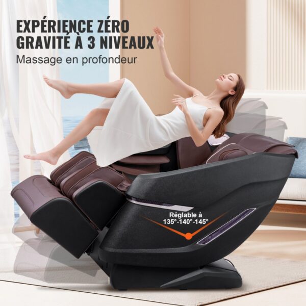 VEVOR Massagesessel mit flexibler SL-Schiene, 3D-Ganzkörper-Shiatsu-Massagegerät, Schwerelosigkeit, 10 bis 18 Automatikmodi, Heizung, Bluetooth-Lautsprecher, Luftkissen und Touchscreen 150 kg – Bild 3