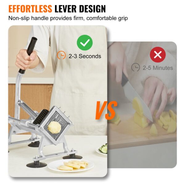 VEVOR Kommerzieller Gemüseschneider, 1/4 Zoll Obstschneider, Gemüseschneider aus Edelstahl & Aluminiumlegierung, Manueller Gemüseschneider, für Radieschen, Zwiebeln, Kartoffeln, Zitronen – Bild 3 VEVOR Kommerzieller Gemüseschneider, 1/4 Zoll Obstschneider, Gemüseschneider aus Edelstahl & Aluminiumlegierung, Manueller Gemüseschneider, für Radieschen, Zwiebeln, Kartoffeln, Zitronen – Bild 3