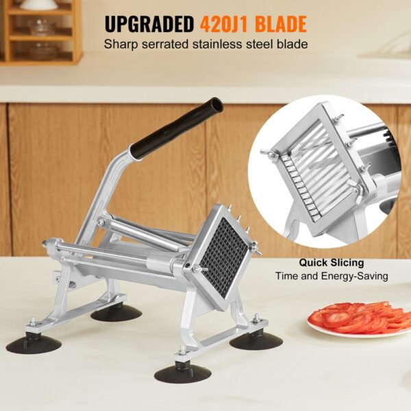 VEVOR Kommerzieller Gemüseschneider, 1/4 Zoll Obstschneider, Gemüseschneider aus Edelstahl & Aluminiumlegierung, Manueller Gemüseschneider, für Radieschen, Zwiebeln, Kartoffeln, Zitronen – Bild 4 VEVOR Kommerzieller Gemüseschneider, 1/4 Zoll Obstschneider, Gemüseschneider aus Edelstahl & Aluminiumlegierung, Manueller Gemüseschneider, für Radieschen, Zwiebeln, Kartoffeln, Zitronen – Bild 4
