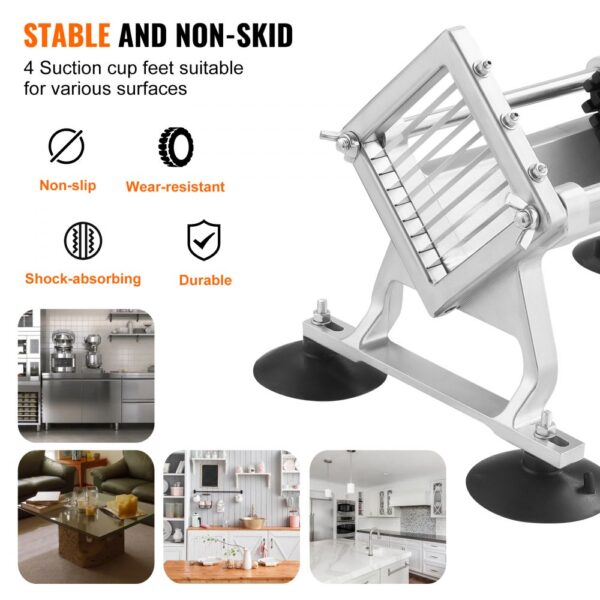 VEVOR Kommerzieller Gemüseschneider, 3/8 Zoll Obstschneider, Gemüseschneider aus Edelstahl & Aluminiumlegierung, Schneider mit rutschfesten Füßen, für Radieschen, Zwiebeln, Kartoffeln, Zitronen – Bild 5 VEVOR Kommerzieller Gemüseschneider, 3/8 Zoll Obstschneider, Gemüseschneider aus Edelstahl & Aluminiumlegierung, Schneider mit rutschfesten Füßen, für Radieschen, Zwiebeln, Kartoffeln, Zitronen – Bild 5