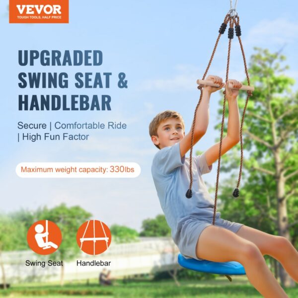 VEVOR Zipline für Kinder & Erwachsene, 16,7 m Zipline-Sets bis zu 150 kg, Seilrutschen für den Außenbereich im Hinterhof, Spielplatzunterhaltung mit Zipline, Nylon-Sicherheitsgurt & Zubehörsatz – Bild 2
