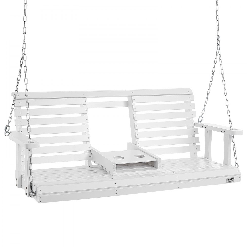 VEVOR Hollywoodschaukel Zedernholz, 1523x710x600mm, Terrassenschaukel für Hof und Garten, verbesserte Tragkraft von ca. 400 kg, robuste Schaukelstuhlbank mit Aufhängeketten für den Außenbereich, weiß