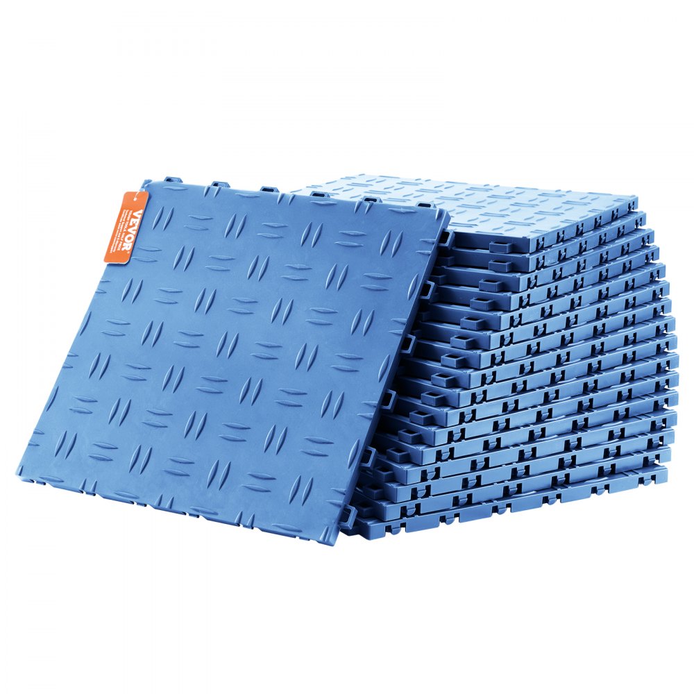 VEVOR Garagen-Bodenbeschläge, 305 x 305 x 13,4 mm, 50er-Set Industrieboden, rutschfeste doppelseitige Struktur-Garagenboden, für Garagen, Keller, Reparaturwerkstätten, Blau