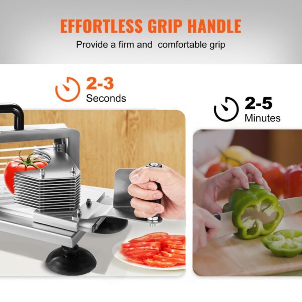 VEVOR Kommerzieller Tomatenschneider, 3/8 Zoll Tomatenschneider, Hochleistungs-Tomatenschneider aus Edelstahl, Manueller Gemüseschneider, zum Schneiden von Tomaten, Gurken, Bananen – Bild 3 VEVOR Kommerzieller Tomatenschneider, 3/8 Zoll Tomatenschneider, Hochleistungs-Tomatenschneider aus Edelstahl, Manueller Gemüseschneider, zum Schneiden von Tomaten, Gurken, Bananen – Bild 3