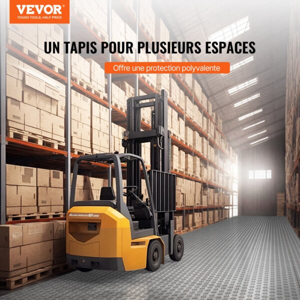 VEVOR Garagen-Bodenbeschläge, 305 x 305 x 13,4 mm, 50er-Set Industrieboden, rutschfeste doppelseitige Struktur-Garagenboden, für Garagen, Keller, Reparaturwerkstätten,Silber – Bild 2