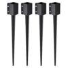 VEVOR Erdspieß für Zaunpfosten, 4er-Pack, 113 x 113 x 914 mm Außendurchmesser (Innendurchmesser 8,9 x 8,9 cm), Metall, schwarz pulverbeschichtet, Erdspieß für Briefkästen, Terrassen, Gartengeländer