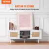 VEVOR Rattan-TV-Ständer, Fernsehschrank Boho-TV-Schrank für 140 cm Fernseher, Retro-TV-Ständer, Rattan-TV-Konsole mit verstellbaren Regalen & 2 Türen, für Wohnzimmer, Medienraum, Weiß – Bild 2