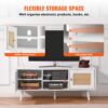 VEVOR Rattan-TV-Ständer, Fernsehschrank Boho-TV-Schrank für 140 cm Fernseher, Retro-TV-Ständer, Rattan-TV-Konsole mit verstellbaren Regalen & 2 Türen, für Wohnzimmer, Medienraum, Weiß – Bild 4