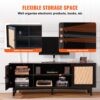 VEVOR Rattan-TV-Ständer für 191 cm Fernseher, Boho-TV-Ständer mit Rattantür, Fernsehschrank mit eingebauter Steckdose, Lagerschrank mit 2 Regalen, moderne TV-Konsole für Wohnzimmer, Schwarz – Bild 5