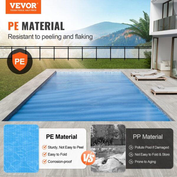 VEVOR Solar-Poolabdeckung 10,97 x 5,49 m rechteckige Solardecke für Pools Solarabdeckung für oberirdische Schwimmbecken 16 mil Solarabdeckungen blau – Bild 2
