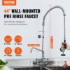 VEVOR Kommerzieller Wasserhahn mit Vorspülbrause, 111 cm Höhe, 203 mm Mitte, 305 mm Schwenkauslauf, Wandmontage Küchenspülenhahn, Messingkonstruktion mit Ausziehbarer Brause, für 1/2/3-Fach-Spüle – Bild 2