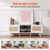 VEVOR Rattan-TV-Ständer für 165 cm Fernseher, Boho-TV-Ständer mit Rattantür, Fernsehschrank mit eingebauter Steckdose und USB-Anschlüssen, moderne TV-Konsole für Wohnzimmer, Medienraum, weiß – Bild 3