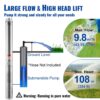 VEVOR Tiefbrunnen-Tauchpumpe, 2 PS/1500 W, 230 V/50 Hz, 9,8 m³/h Durchfluss, 108 m Förderhöhe, mit 9,1 m Stromkabel, Edelstahl-Wasserpumpen für Industrie, Bewässerung und Heimgebrauch, IP68-Wasserschutzklasse – Bild 3 VEVOR Tiefbrunnen-Tauchpumpe, 2 PS/1500 W, 230 V/50 Hz, 9,8 m³/h Durchfluss, 108 m Förderhöhe, mit 9,1 m Stromkabel, Edelstahl-Wasserpumpen für Industrie, Bewässerung und Heimgebrauch, IP68-Wasserschutzklasse – Bild 3
