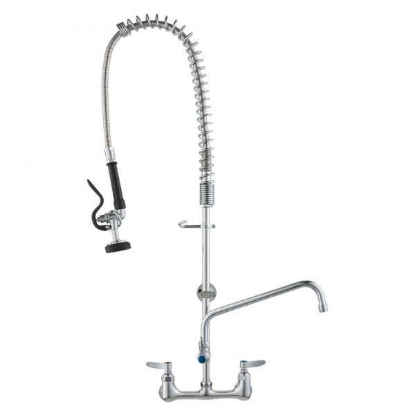 VEVOR Kommerzieller Wasserhahn mit Vorspülbrause, 915 Höhe, 30,5 cm Schwenkauslauf, Küchenspülenarmatur zur Wandmontage, Gerät aus Messing mit Ausziehbarer Brause, für 1/2/3-Fach-Spüle