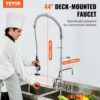 VEVOR Kommerzielle Küchenarmatur Wasserhahn mit Ausziehbarer Vorspülbrause, 112 cm Höhe, 203 mm Mitte, 305 mm Schwenkauslauf, Messing Küchenspülenarmatur zur Deckmontage, für 1/2/3-Fach-Spüle – Bild 2