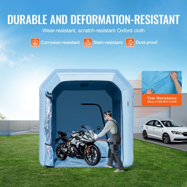 VEVOR Aufblasbare Lackierkabine, 3x2,5x2,5 m Aufblasbare Spritzkabine, mit 550 W Gebläse & Luftfiltersystem, Tragbare Autolackierkabine zum Lackieren von Motorrädern, Fahrrädern Kleinen Möbeln – Bild 4