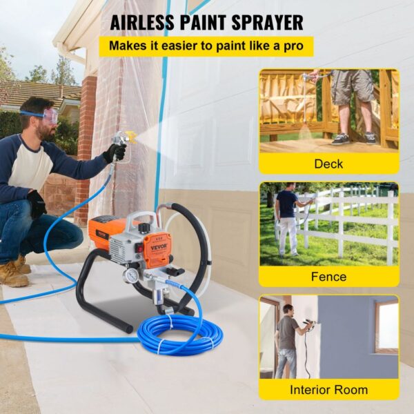VEVOR Farbspritzgerät, 1500 W Airless-Farbspritzgerät, Schlauch-Farbspritzpistole, 3000 PSI Farbspritzgeräte für zu Hause für Schiffe, Brücken, Türme, Masten und andere große langfristige Metallstrukturen in der Industrie – Bild 2