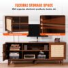 VEVOR Rattan-TV-Ständer 191cm Fernseher Boho-TV-Schrank Fernsehschrank Walnuss – Bild 5