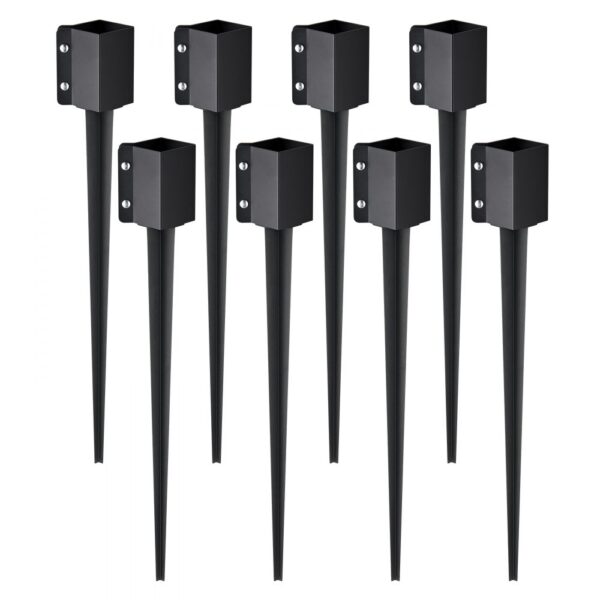 VEVOR Erdspieß für Zaunpfosten, 8er-Pack, 113 x 113 x 914 mm Außendurchmesser (Innendurchmesser 8,9 x 8,9 cm), Metall, schwarz pulverbeschichtet, Erdspieß für Briefkästen, Terrassen, Gartengeländer