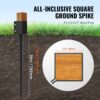 VEVOR Erdspieß für Zaunpfosten, 8er-Pack, 113 x 113 x 914 mm Außendurchmesser (Innendurchmesser 8,9 x 8,9 cm), Metall, schwarz pulverbeschichtet, Erdspieß für Briefkästen, Terrassen, Gartengeländer – Bild 4