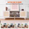 VEVOR Rattan-TV-Ständer 191cm Fernseher Boho-TV-Schrank Weiß Fernsehschrank – Bild 3