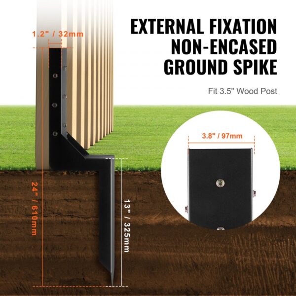 VEVOR Reparaturset für Zaunpfostenanker 4er-Pack Innendurchmesser 8,9 x 8,9 cm Stützpfosten aus Stahl für Zaunpfosten Anker-Erdspieß zur Reparatur von geneigten gebrochenen Holzzaunpfosten Umhüllung – Bild 4 VEVOR Reparaturset für Zaunpfostenanker 4er-Pack Innendurchmesser 8,9 x 8,9 cm Stützpfosten aus Stahl für Zaunpfosten Anker-Erdspieß zur Reparatur von geneigten gebrochenen Holzzaunpfosten Umhüllung – Bild 4