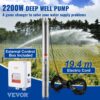 VEVOR Tiefbrunnen-Tauchpumpe, 2200 W, 230 V, 9,8 m³/h Durchfluss, 144 m Förderhöhe, mit 19,4 m Kabel und externer Steuerbox, Edelstahl-Wasserpumpen für industrielle Bewässerung und den Heimgebrauch, IP68 wasserdicht – Bild 2